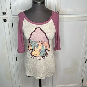 Womens Liberty Wear Wild West 3/4 Sleeve with rhinestones Size Medium EXTRA SOFT